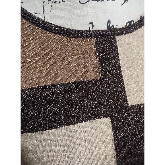 Alfred Dunner holiday metallic sweater Womens 3X brown gold tan beige pullover - Picture 2 of 6